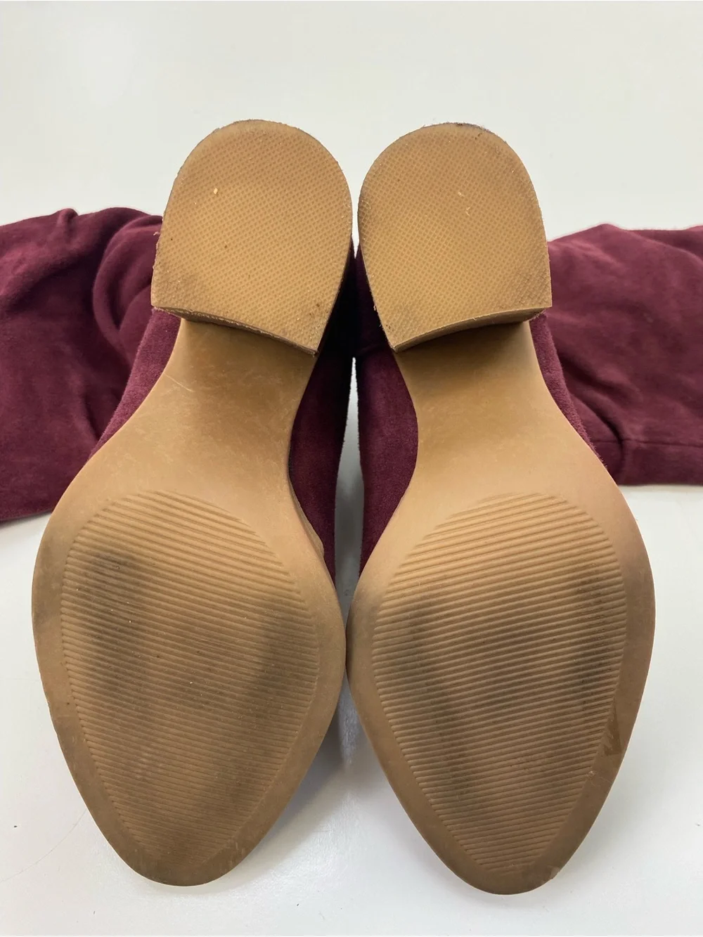 Nine West Burgundy Suede Over-The-Knee Slouch Boots